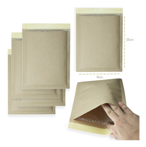 Envelope Segurança Kraft Com Bolha 19x25 (kit Com 30 Un)