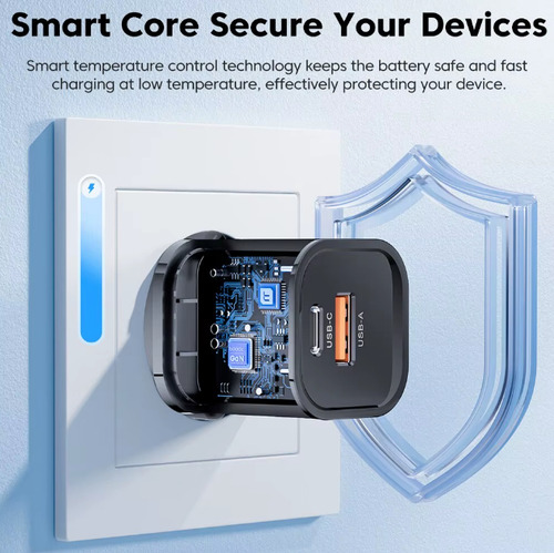 Mini Cargador Celular Gan /carga Rapida/2 En 1/ Usb A Tipo C