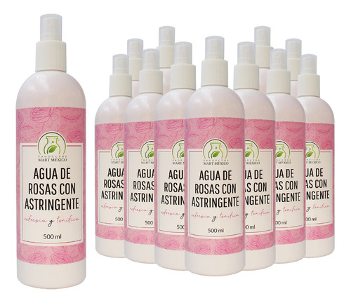 Agua De Rosas & Astringente Hidratante Facial (500ml) 12pack Momento De Aplicación Día/noche Tipo De Piel Todo Tipo De Piel