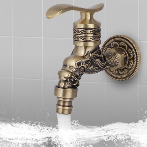 Grifo De Agua G1/2 De Latón Envejecido Para Lavar Ropa Y Bañ
