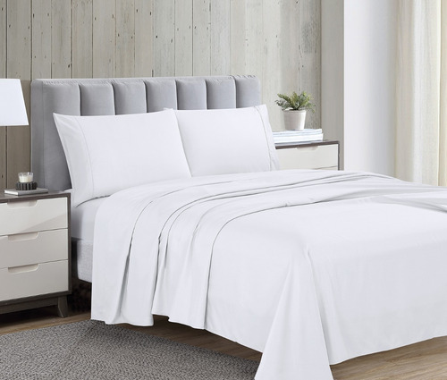 Imagen 6 de 7 de Juego De Sabanas Soft Queen Size Tacto Suave Color Blanco