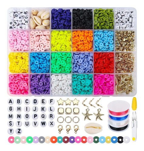 Cuenta Arcilla Para Kit Fabricacion Pulsera Color Plana