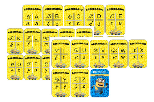 Kit Imprimible Tarjetas Abc Minions Editables