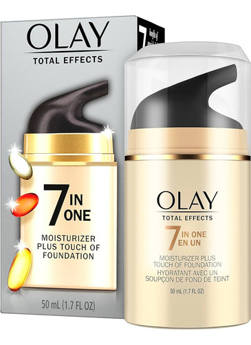 Olay Total Effects 7 En 1 Anti Edad Cc Cream 1 Pza Crema hidratante facial + toque de base 1.7 onzas líquidas combina los beneficios antienvejecimiento para dar brillo a Todo tipo de piel