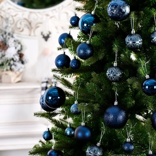 Adornos De Navidad Para Arboles De Navidad, Azul Nocturno In