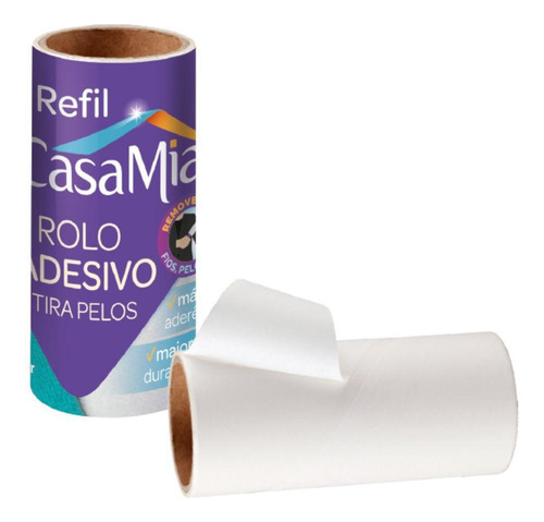 Rolo Adesivo Refil 2 Un Remove Fácil Pelos Fios E Pó Casamia