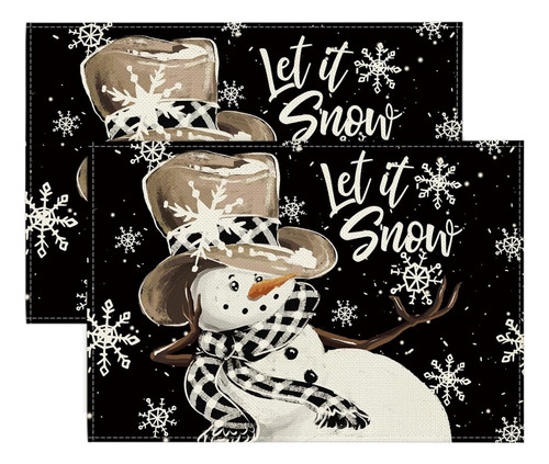 Set 2 Manteles Individuales De Invierno Y Muñeco De Nieve