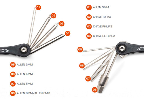 Canivete Bike C/ 9 Chaves 126g - Allen Fenda Philips- Atrio