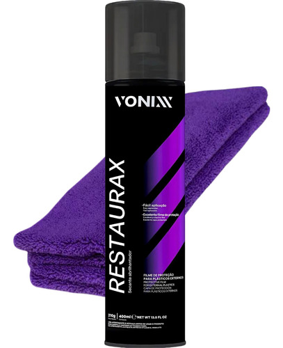 Restaurax Aerossol Restaurador De Plásticos + Microfibra