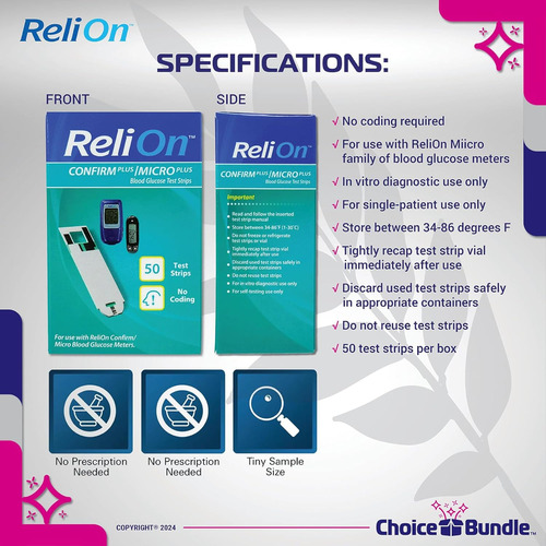 Relion Reli On Confirm Micro Tiras Reactivas De Glucosa En S
