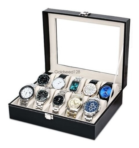 10 Reloj De Cuero De La Pu Caja Superior Vitrina Caja De Joy