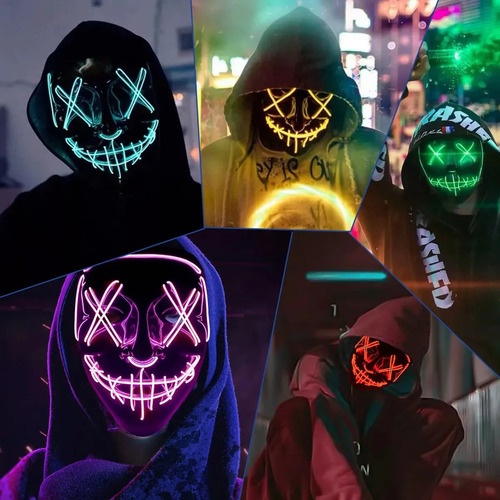 Máscara Con Luz Led La Purga De 3 Modos Para Halloween