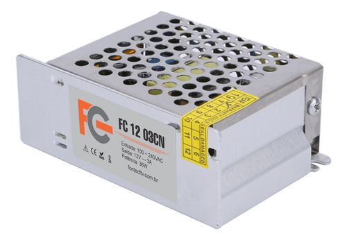 Fonte Colméia Estabilizada 12v 3a 36w Led Câmera Cftv
