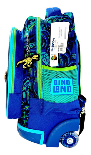 Mochila Ruedas Dinosaurios Jurassic T-rex Chenson Original Azul Dinosaurios