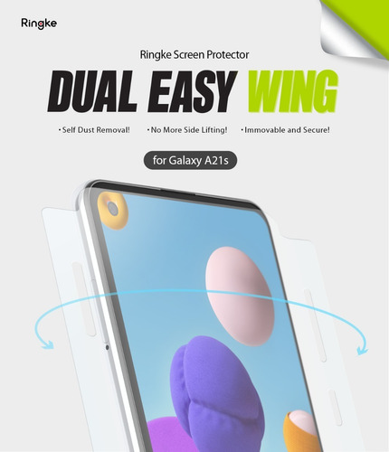 Imagen 5 de 9 de Film Dual Easy Wing Samsung A21s Ringke X2 Con Alas Full Cov