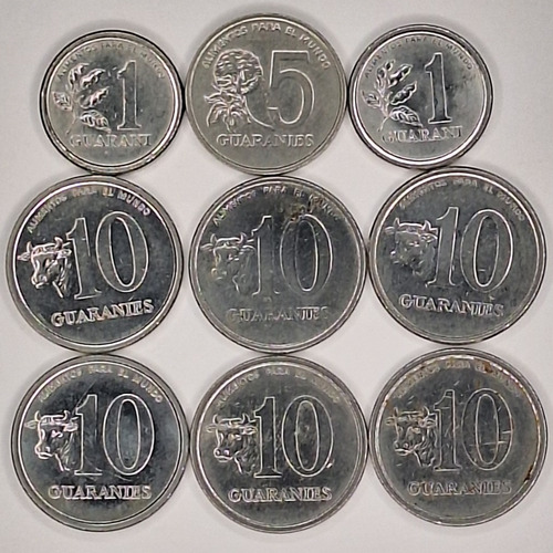 Paraguai 9 Moedas Décadas 1970 / 1980 Brilhantes (Usado)