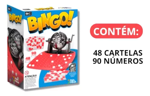 Jogo Bingo Infantil Globo + Base + 48 cartelas + 99 Bolinhas