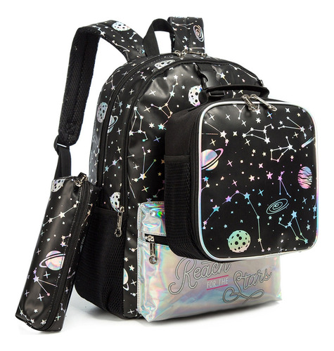 Fwefww Conjunto De Mochila Escolar De Cuero Brillante For Ni