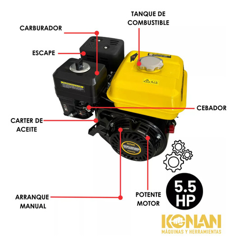 Motor A Explosión Arranque Manual 5.5 Hp Konan 163cc