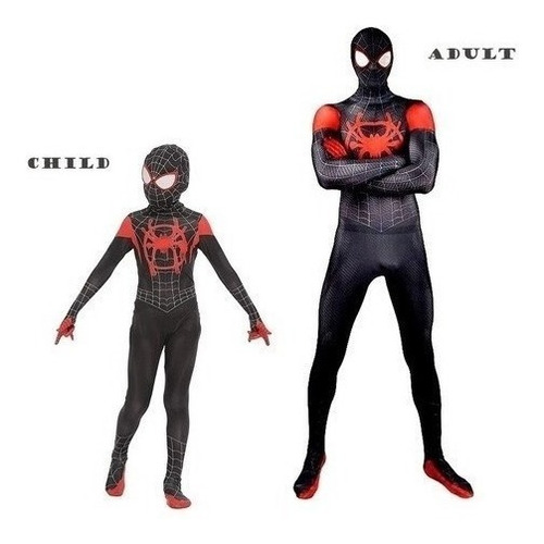 Imagen 2 de 10 de Traje Para Spiderman Miles Morales Cosplay Adultos Halloween
