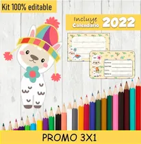 Comprar Kit Imprimible Etiquetas Escolares 3x1 Llama Llamita M2