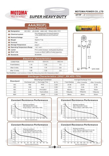 Imagen 4 de 7 de Pila Carbon Zinc Aaa Motoma Caja X 60 Unids San Martin Caser