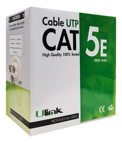 Caja Cable Red Utp 305 Mts Cat 5e Gris Ulink