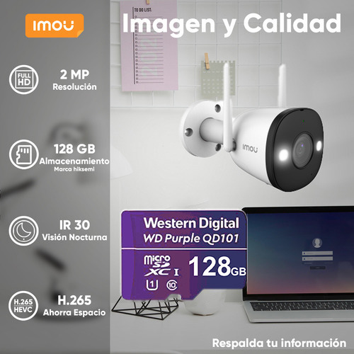 Imou Bullet F22fen-plus-128 Cámara Bala Ip De 2 Mp Wifi Con Microsd 128gb Y Letrero Disuasivo Full Color Audio Dos Vías Disuasión Activa 108 Grados 30m Ir H.265 F22fen Ip67