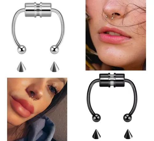 Piercing Nariz Septo Argola Falso Dourado Prata Preto Aço - De Castro Joias