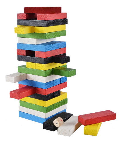 Juego Torre Equilibrio De Madera Colores Dados 23.5cm