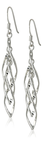 Aretes De Alambre De Plata Esterlina Swirl French, Plata De