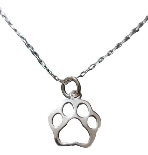 Collar Cadena Huella Perro Gato Contorno Mujer Plata 925 + C