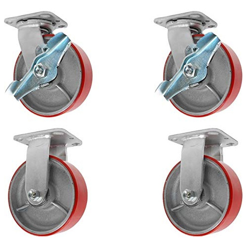 6  X 2  Heavy Duty Caster Set Rueda Acero 1.200 libra Tamaño