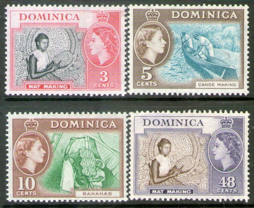 Dominica 4 Sellos Nuevos Fabricación De Canoas Año 1957