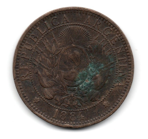 Argentina Moneda 2 Centavos De Patacon Año 1884 Cj#26.10