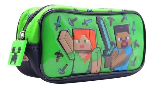 Cartuchera Canopla Minecraft 1 Cierre Cresko Sharif Express Color Verde Liso