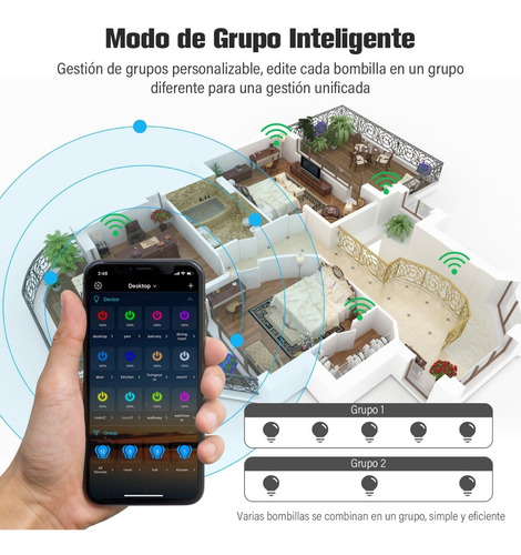 Imagen 9 de 9 de Foco Inteligentes Wifi Rgbcw 10w Para Alexa Google Assistant