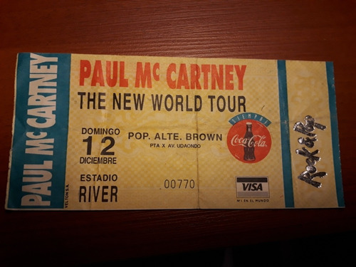 Paul Mc Cartney Entrada . The New World Tour 93