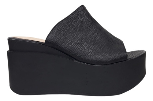 Zuecos Plataforma Cuero Negro Peltre Mujer 35 Al 40