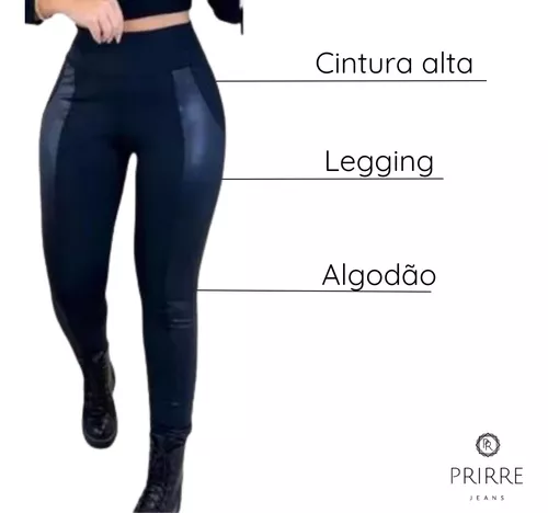 Calça Legging Montaria Flanelada Preta Tecido Premium