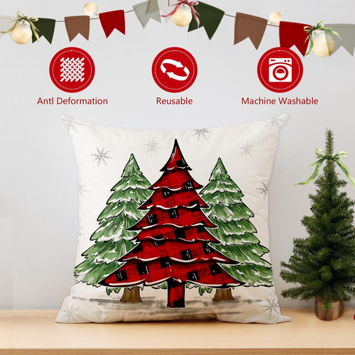 Juego De 4 Fundas De Almohada Navideñas Mehofond De 18 X 18