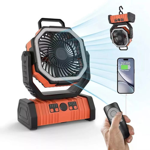 Ventilador De Camping Recargable De 20000 Mah Con Luz Led,