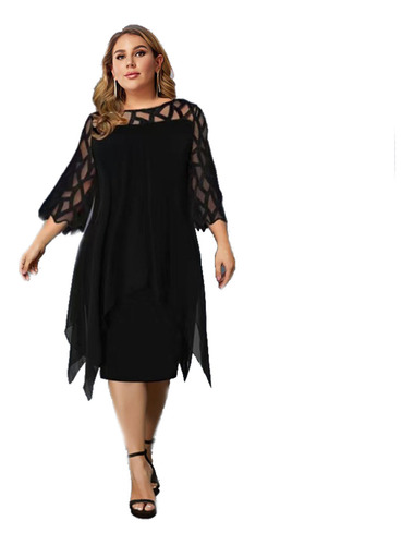 Elegante Vestido De Fiesta Solto Femenino De Renda Talla Gra