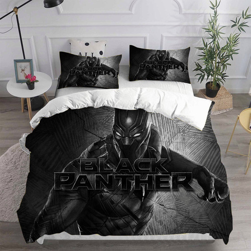 3pcs Funda De Edredón De Pantera Negra Funda De Almohada 1