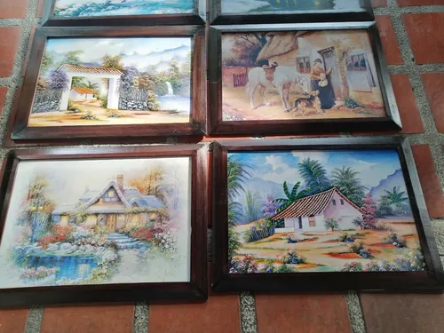 Cuadro Impreso Litografía Tema Paisajes Variado (Usado)