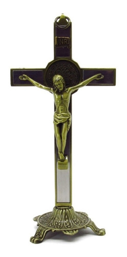 Crucifixo De Mesa Ou Parede Medalha De São Bento 20 Cm Metal