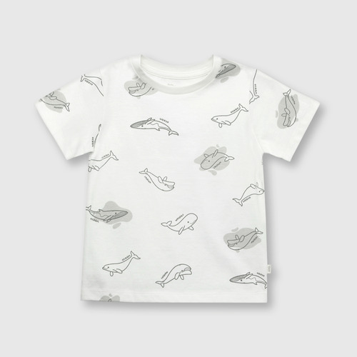 Polera De Niños Ballenas Off White (3 A 36 Meses)