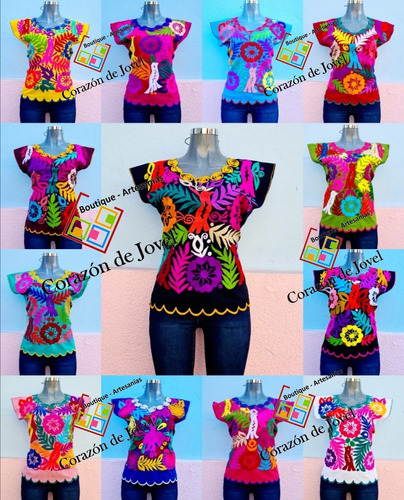 6 Blusas Artesanales Bordado Fino -unitalla/coloridas-mex.