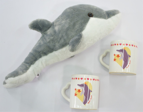 Imagen 1 de 1 de 2 Tazas  Delfin Corazon + Peluche Delfin Mundo Marino