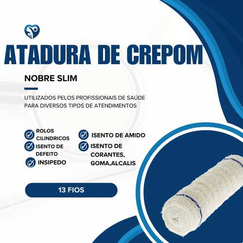 Atadura De Crepom 13 Fios 15 Cm X 1.8 Nobre 24 Un Curativo